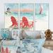 Design Art Coastal Chair Relax Beach II - Nautical & Coastal Framed Canvas Wall Art Set Of 3 Canvas, Wood in White | 28 H x 36 W x 1 D in | Wayfair
