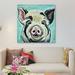 East Urban Home 'Sarge the Pig' Graphic Art Print on Canvas in Black/Blue/Gray | 12 H in | Wayfair E27392CED1804D10A0C4B20C6C8CF806