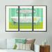 One Allium Way® Paris Hotel Bathroom III - 3 Piece Floater Frame Print on Canvas Metal in Blue/Green | 32 H x 48 W x 1 D in | Wayfair