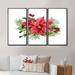 The Holiday Aisle® Holly Mistletoe Berries & Christmas Fir Branch I - 3 Piece Picture Frame Painting on Canvas Metal in Green/Red | Wayfair