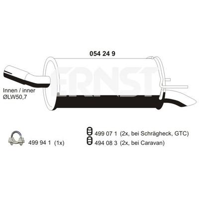 ERNST Endschalldämpfer für GENERAL MOTORS OPEL 13150386 13149475 5852306 054249
