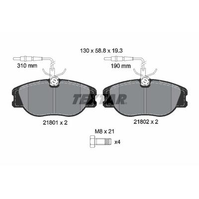 TEXTAR Bremsbelagsatz, Scheibenbremse vorne rechts links für ALFA ROMEO PEUGEOT FIAT CITROËN LANCIA 1617249280 71752992 