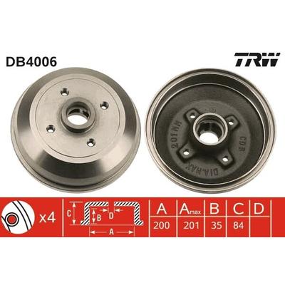 TRW Bremstrommel hinten rechts links für GENERAL MOTORS VAUXHALL OPEL CHEVROLET 932311267 418117 90007526 DB4006