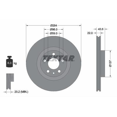 TEXTAR Bremsscheibe PRO vorne rechts links innenbelüftet 284mm für ALFA ROMEO GENERAL MOTORS FIAT LANCIA OPEL 60551775 7