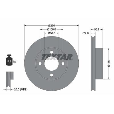 TEXTAR Bremsscheibe vorne rechts links innenbelüftet 256mm für SKODA VW SEAT AUDI 895615301A 92054200