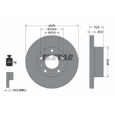 TEXTAR Bremsscheibe PRO vorne rechts links voll 276mm für IVECO 42470836 42575662 500306590 93104603