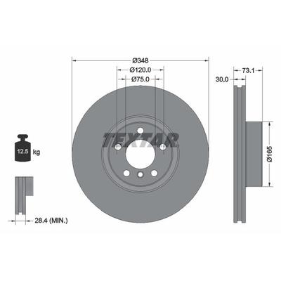 TEXTAR Bremsscheibe PRO+ vorne links innenbelüftet 348mm für BMW 34116871799 6871799 92320405