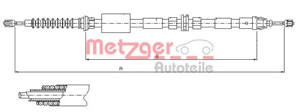 METZGER Seilzug, Feststellbremse COFLE hinten links Scheibenbremse für FORD 1447430 1S712A809AD 1S712A809AF 11.5511 Image