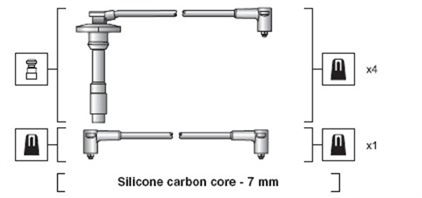 MAGNETI MARELLI Zündleitungssatz 941318111264 Ø7mm 7mm für OPEL 90543261 90412761 90543262 Image
