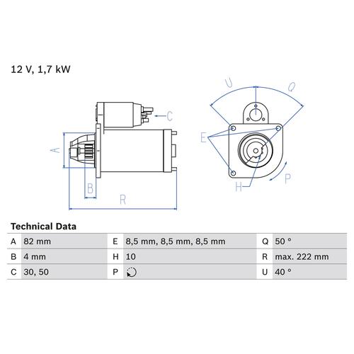 BOSCH Anlasser (0 986 022 061) für Opel Astra H Insignia A J Zafira Tourer C