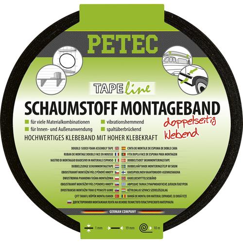 PETEC Montageband (19mm x 10m) Klebeband schwarz 87200