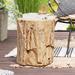 Outdoor/Indoor Concrete Side Table Round Accent Table Patio End Table Plant Stand Faux Wood Stump Stool