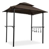 8 x 5 Ft Outdoor Grill Gazebo with Hook and Bar Counters