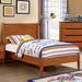 Wooden Transitional Twin Bed With Round Tapered Legs, Oak Brown