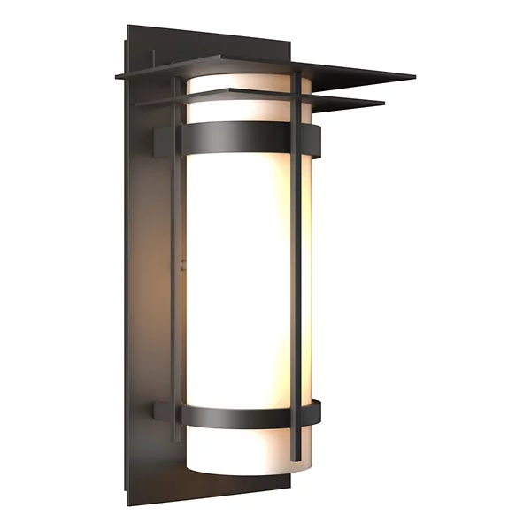 Hubbardton Forge Banded Coastal Outdoor Wall Sconce with Top Plate