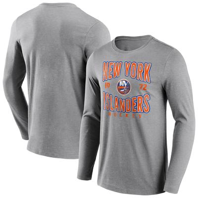 New York Islanders Fanatics Branded Wave Off Langarm-T-Shirt - Sportgrau - Herren Image