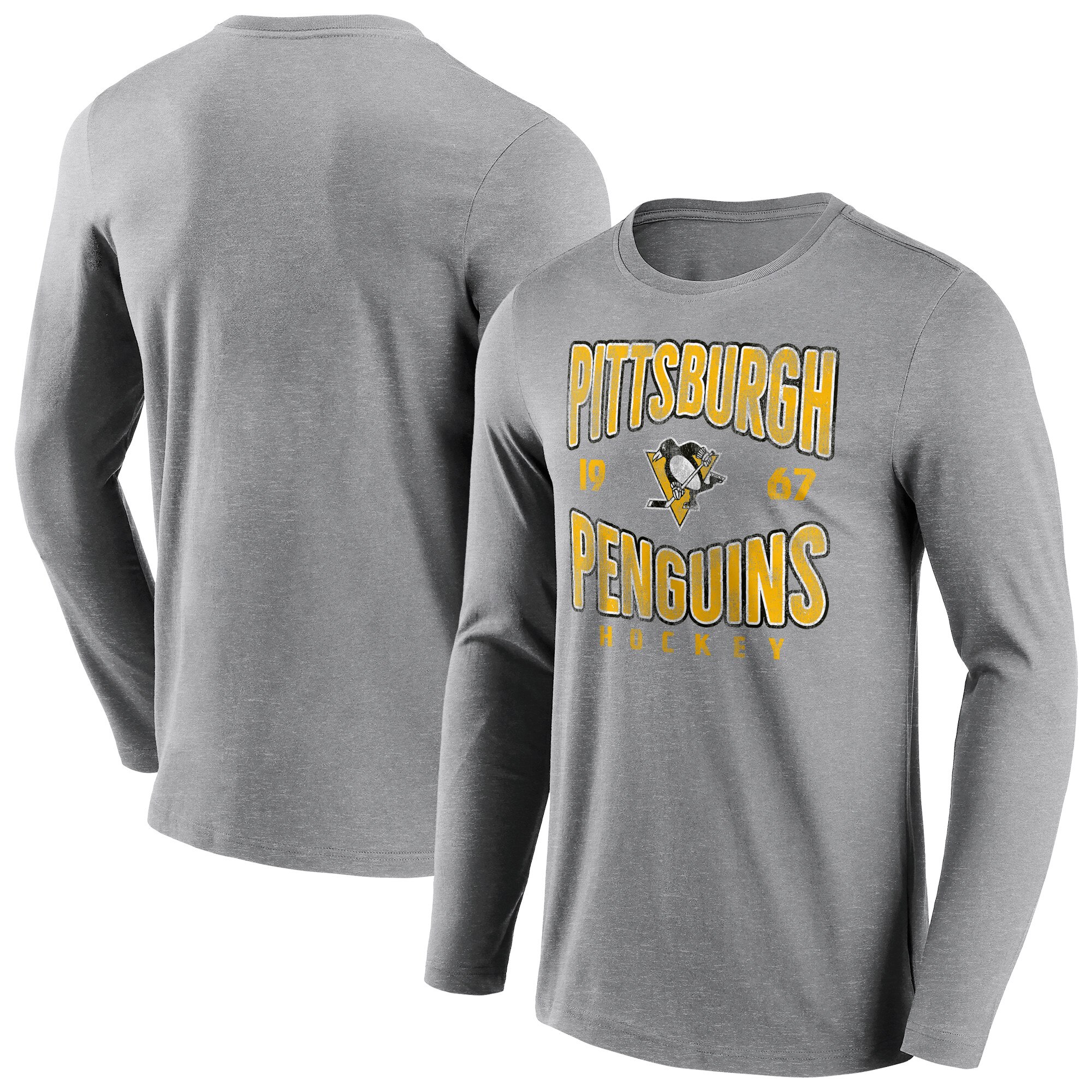 Pittsburgh Penguins Fanatics Branded Wave Off Langarm-T-Shirt - Sportgrau - Herren Image