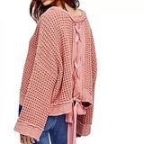 Free People Sweaters | Free People Maybe Baby Lace-Up Corset Back Sweater In Rose | Color: Pink | Size: Xs