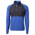 Men's Cutter & Buck Black/Royal New York Giants Adapt Eco Knit Hybrid Recycled Quarter-Zip Raglan Jacket