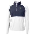 Men's Cutter & Buck White/Navy Georgia Tech Yellow Jackets Adapt Eco Knit Hybrid Recycled Quarter-Zip Pullover Top