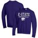 Men's Champion Purple Kansas State Wildcats Baseball Stack Pullover Crewneck Sweatshirt