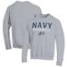 Men's Champion Gray Navy Midshipmen Baseball Stack Pullover Crewneck Sweatshirt