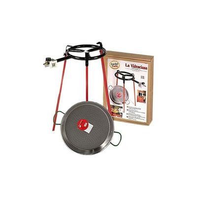 EDM - 38cm polierte Paellapfanne mit Stativ und 300mm Gasbrenner. vaello Image