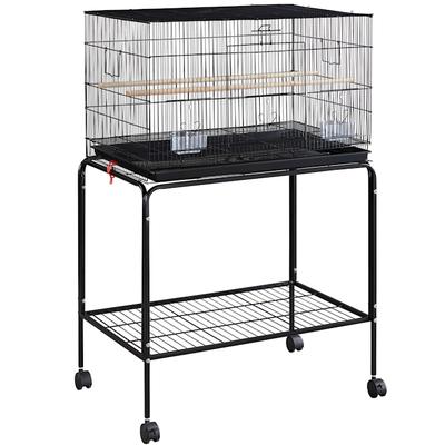 Topeakmart Black 47" Flight Cage with Slide-Out Tray and Rolling Detachable Stand for Birds