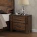 Transitional Style Oak Finish 2-drawers English Dovetail Nightstand, Center Metal Glides and Antique Brass Metal Hardware
