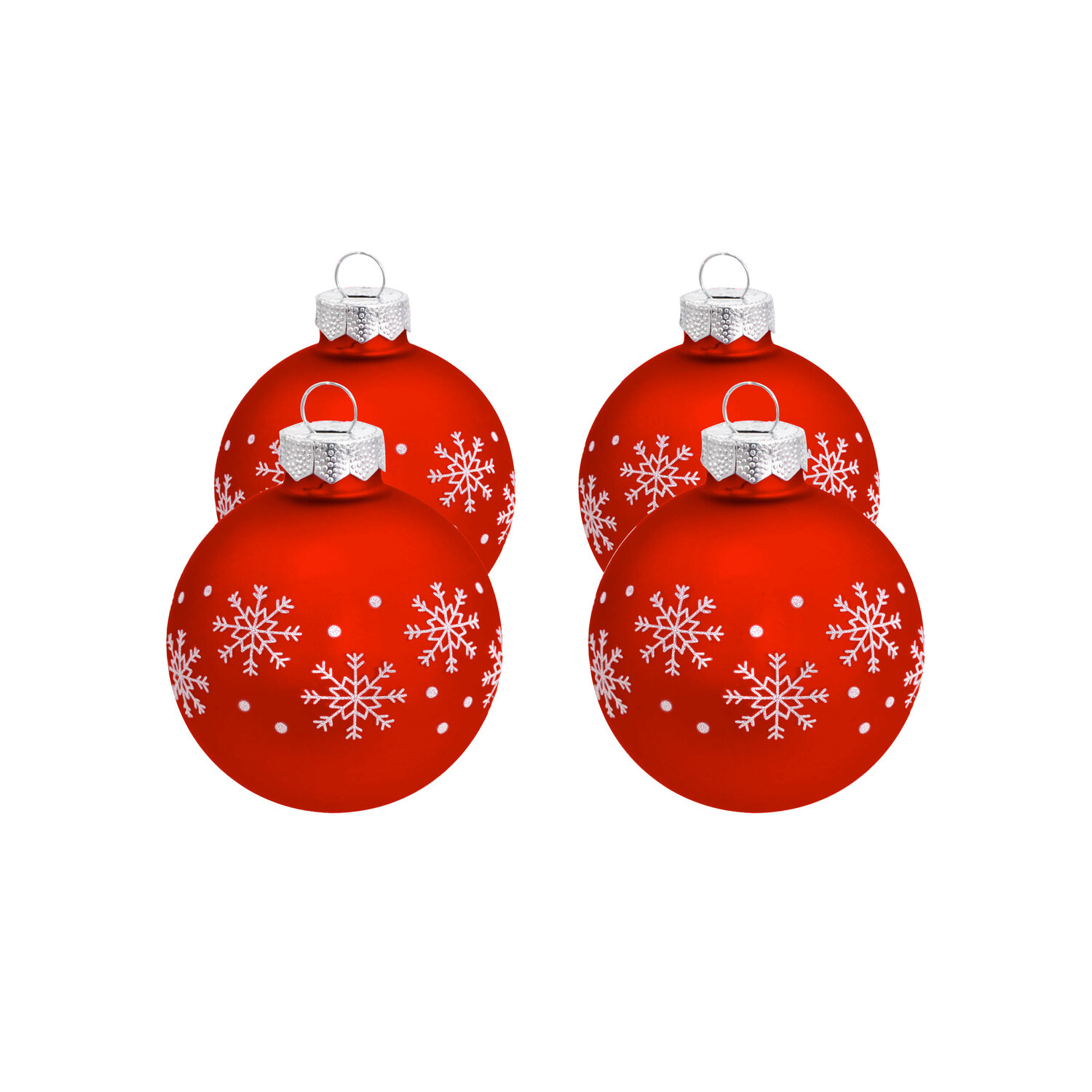 Boules de Noël "flocon de neige" en verre, rouge, 6 cm Ø, 4 pièces