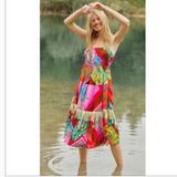 Anthropologie Dresses | Farm Rio Palila Fringe Midi Dress | Color: Green/Red | Size: L