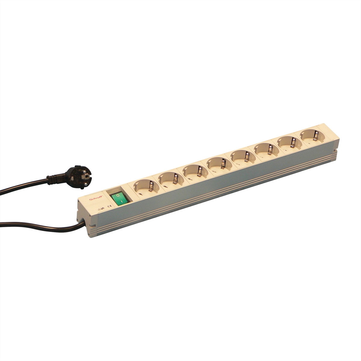 SCHROFF 19"-Leiste mit Wippschalter, 8x Schutzkontakt, Deutschland Image