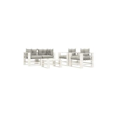 vidaXL 5-tlg. Garten-Lounge-Set Paletten mit Taupe-Kissen Holz