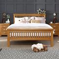 The Furniture Market Solid Oak Slatted 5ft King Size Bed – High Foot Board