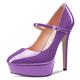 NobleOnly Women Stiletto High Heel Platform Round Toe Pumps Court Shoe Mary Jane Party Wedding Dress 13 CM Heels Purple Patent 9 UK