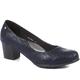 Pavers Ladies Block Heeled Court Shoes - Navy Snake Size 8 (41)