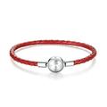 Women's Charm Bracelet 17-19 cm 925 Sterling Silver Blue Leather Love Lock Snowflake Charm Christmas for Mum Wife (Red Pu 19cm Bracelet)