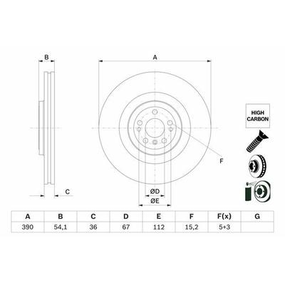 BOSCH Bremsscheibe vorne rechts links belüftet 390mm für MERCEDES-BENZ 1664210512 A1664210512 0 986 479 E96