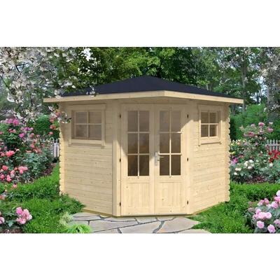 Alpholz - 5-Eck Gartenhaus Sunny-B aus Massiv-holz, Gerätehaus mit 28 mm Wandstärke, Garten Image