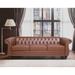 Vintage Style 84' PU Flared Rolled Arms Chesterfield 3-Seat Sofa with Reversible Cushions and Solid Wood Foot, Easy Assembly