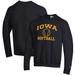 Men's Champion Black Iowa Hawkeyes Softball Icon Crewneck Pullover Sweatshirt