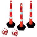 Mobile Safety Barrier Chain Post Set | Channelizer Post and Plastic Chain | 3 Pcs Stackable Channelizer Cones and 2 Pcs 3 Mtr Plastic Links | Traffic Delineator Post with Chain Links