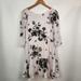 Free People Dresses | Free People Floral Black White Casual Tunic Cutout 3/4 Sleeve Dress, Xs X-Small | Color: Black/White | Size: Xs