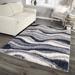 Blue/White 130 x 94 x 1.1 in Area Rug - Wrought Studio™ Wrought Studio Avanelle Abstract Denim Shag Area Rug | 130 H x 94 W x 1.1 D in | Wayfair