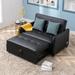 Latitude Run® 51.5" Faux leather Square Arm Sofa Bed Faux Leather in Black | 35 H x 51.5 W x 33.8 D in | Wayfair 3717125E93054F5D8D1A51454A11934D