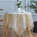 Dakota Fields Retro Hollow Lace Tablecloth Cover Ins Wind Rectangular White Pastoral Table Cloth Round Table Cloth in Brown | 47.24 D in | Wayfair