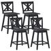 Gracie Oaks 4pcs Swivel Bar Stools W/Footrest Counter Height Chairs For Home White Wood in Black/Brown | 38 H x 18.5 W x 20 D in | Wayfair