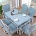 Rosalind Wheeler Tablecloth Cloth Art Table Cloth Cover Table Cloth Tea Table Cloth Round Table Cloth in Blue | 78.74 W x 59.05 D in | Wayfair