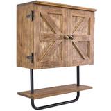 Gracie Oaks Lilliani Corner Mount Frameless 2 Doors Medicine Cabinet w/ 1 Adjustable Shelf Wood in Brown | 18 H x 16 W x 13 D in | Wayfair