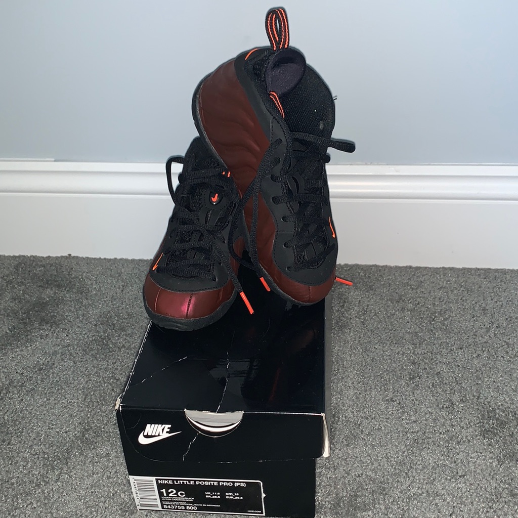 Nike Shoes | Boys Youth Nike Little Posite Pro (Ps) Black & Orange Sneakers. | Color: Black/Orange | Size: 12b